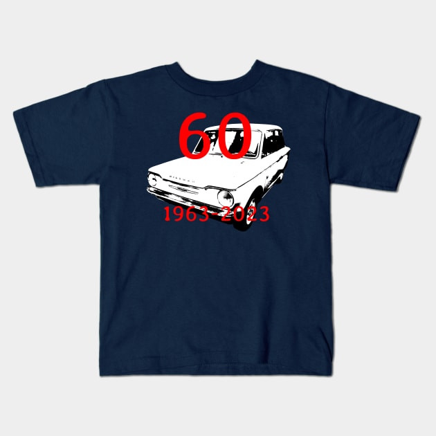 Hillman Imp classic car front quarter monoblock 60th anniversary special edition Kids T-Shirt by soitwouldseem